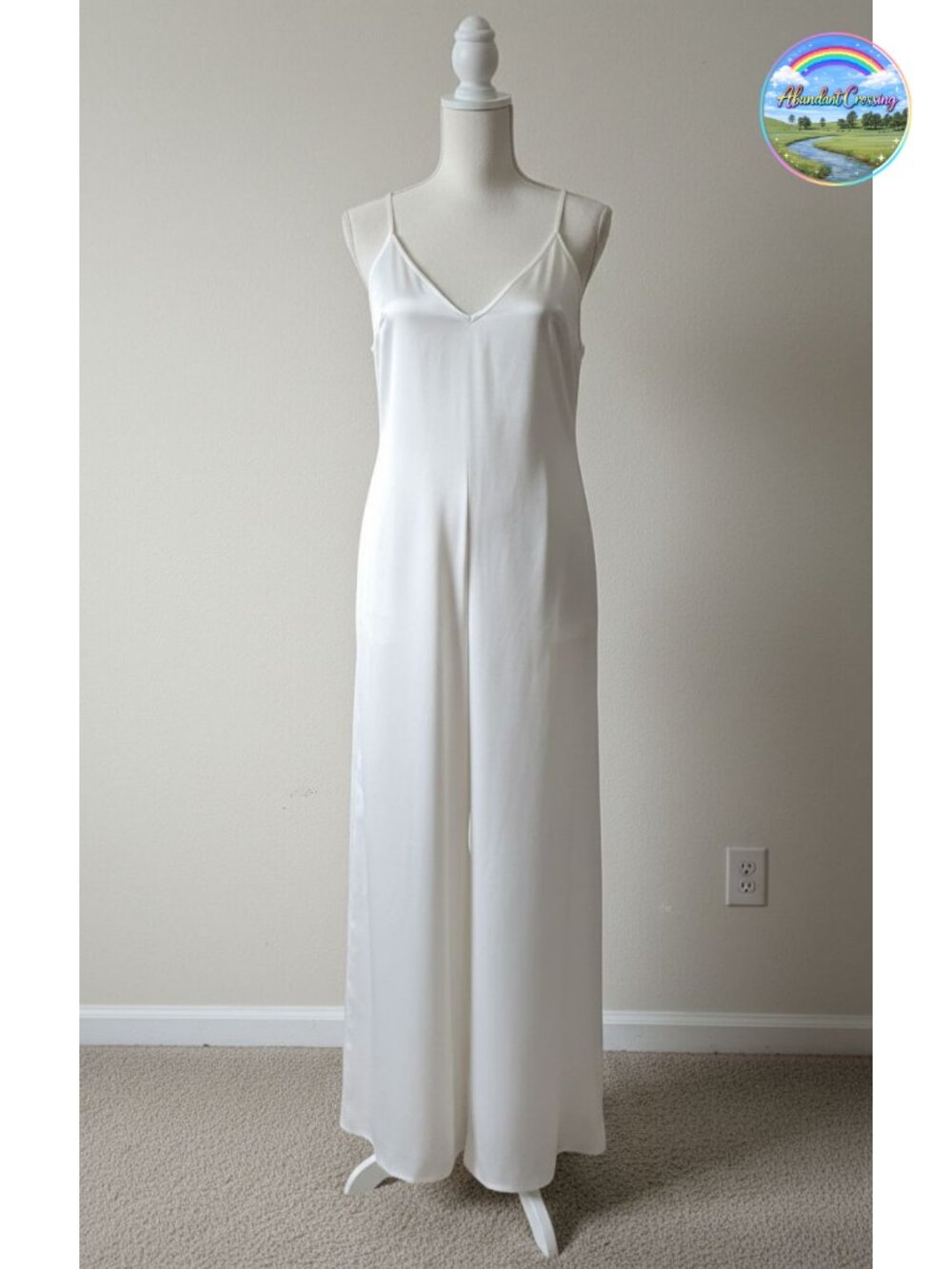 Satin Wide Leg Jumpsuit Sleeveless V-Neck Dressy Romper